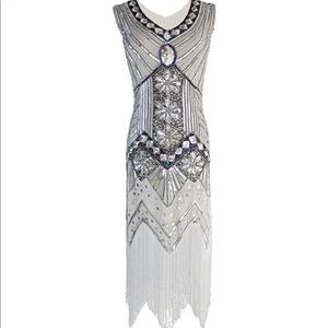 1920s Gastby Sequin Fringed Flapper Dress